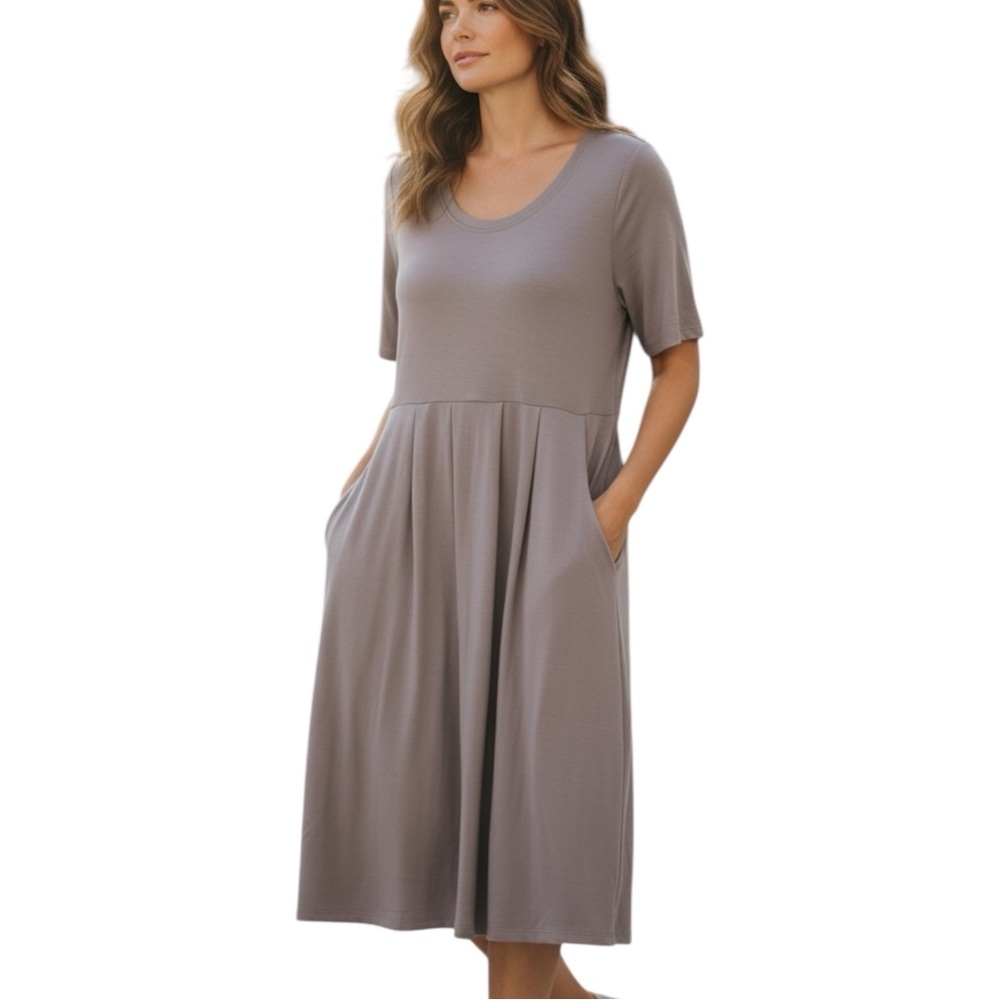 Pure Essence by Urbanology Taupe Relaxed Fit Dress with Deep Pockets - Medium